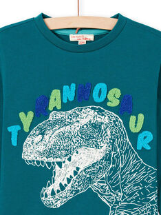 T-shirt a maniche lunghe blu con motivo tirannosauro bambino MOTUTEE6 / 21W902K6TML714