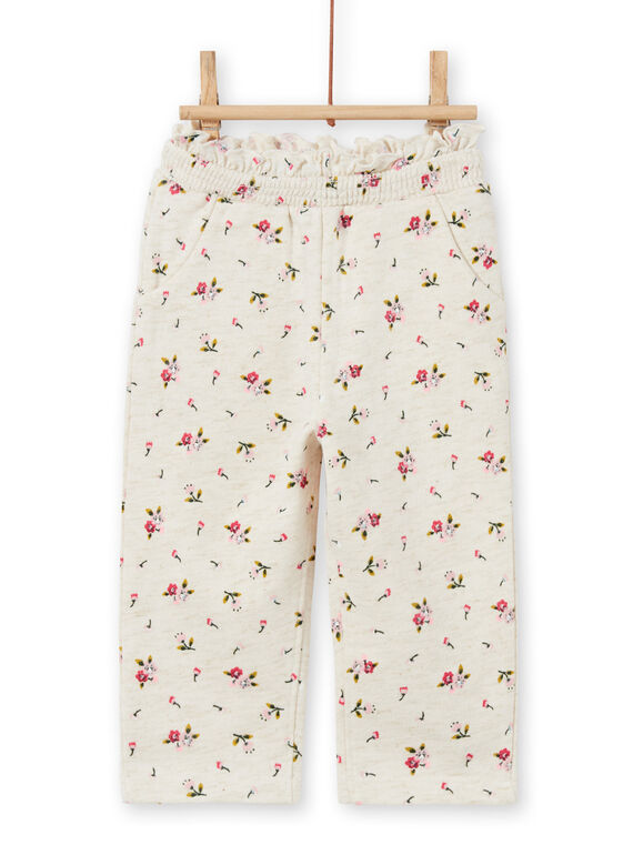 Pantaloni sportivi beige con stampa a fiori neonata MIKABAJOG / 21WG09I1JGBA011