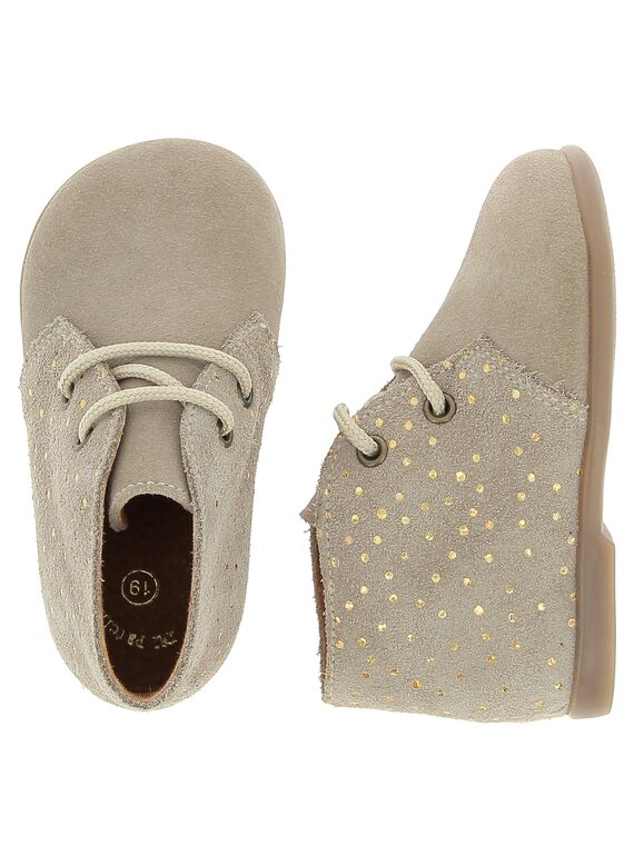 Baby girls' leather boots DBFBOTDOT / 18WK37T9D0F803