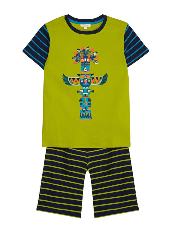 Pigiama a righe giallo in tessuto a costine bambino JEGOPYJTOEX / 20SH12C6PYJ605