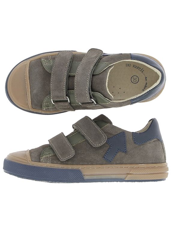 Boys' leather city trainers DGBASIK / 18WK36THD3F803