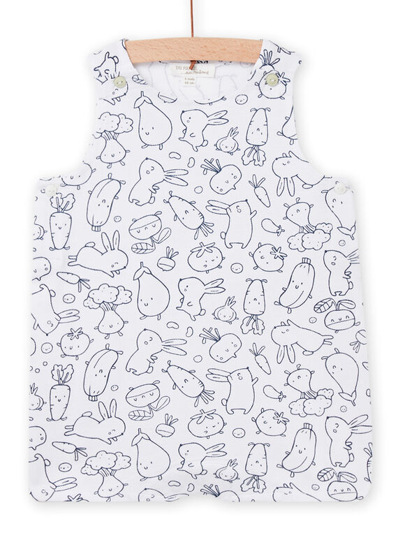 Salopette con stampa fantasia bianca nascita bambino NOU2SAC / 22SF0451SAC000