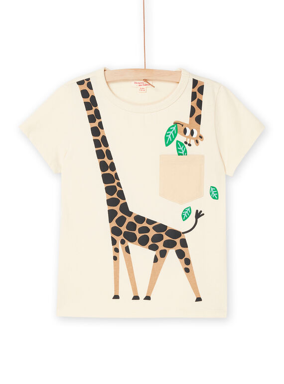 T-shirt crema con motivo giraffa ROJUNTI5 / 23S902U5TMCA002