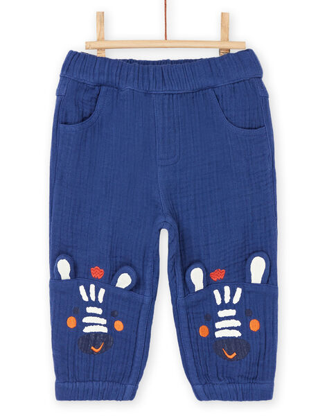 Pantaloni blu majorelle con motivo zebra RUNAUPAN3 / 23SG10N3PANC231