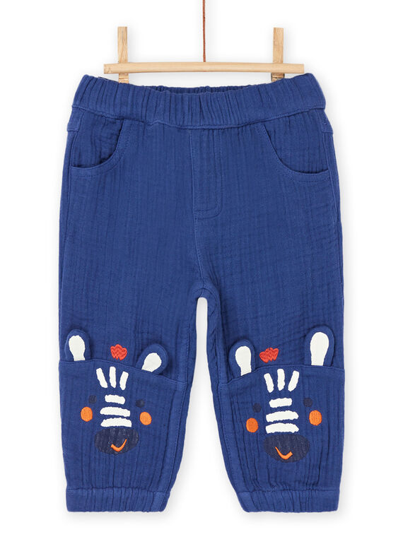 Pantaloni blu majorelle con motivo zebra RUNAUPAN3 / 23SG10N3PANC231