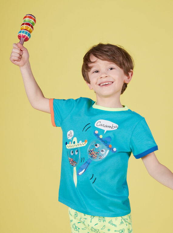 T-shirt bambino maniche corte turchese maracas JOMARTI1 / 20S902P3TMCC242