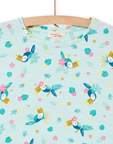 T-shirt blu ghiaccio con stampa pappagallo e a fiori bambina NAJOTI8 / 22S901C3TMC219