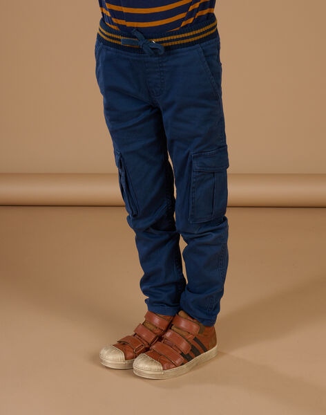 Pantaloni in tela a tinta unita blu POJOPAMAT3 / 22W902B3PANC202