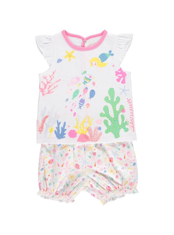 Baby girls' cotton pyjamas CEFIPYJMAR / 18SH1362PYJ000