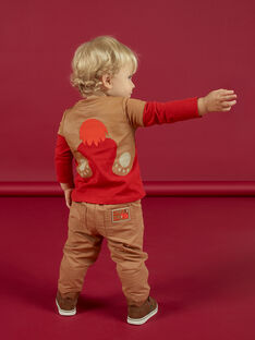 T-shirt rossa con ricami neonato MUFUNTEE1 / 21WG10M2TMLF512