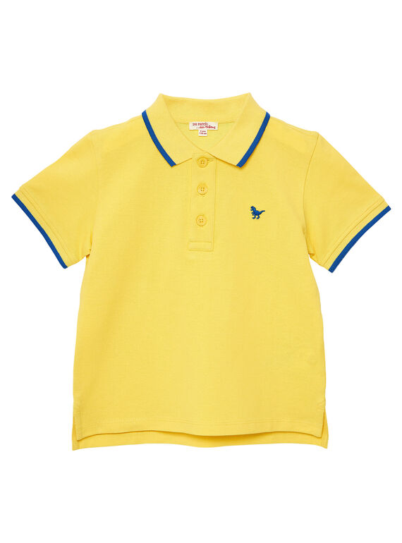 Polo bambino piqué gialla con collo a righe JOJOPOL5 / 20S90255D2DB116