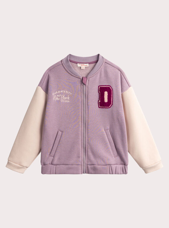 Top da jogging lilla con fodera calda per bambina VAJOHAUJOG2 / 24W901G1JGH320
