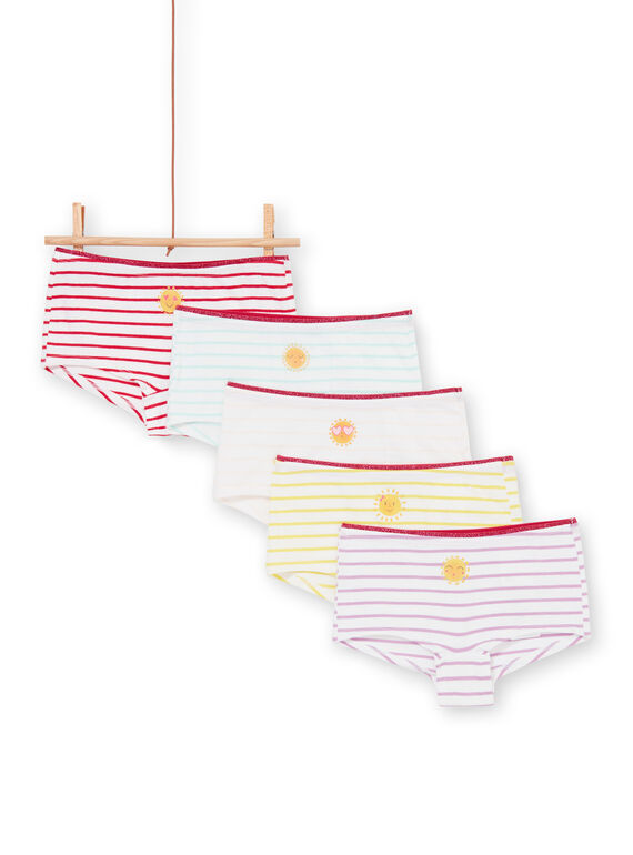 Set 5 culotte rosso, bianco e giallo a righe bambina LEFAHOTSEM / 21SH1125SHY000