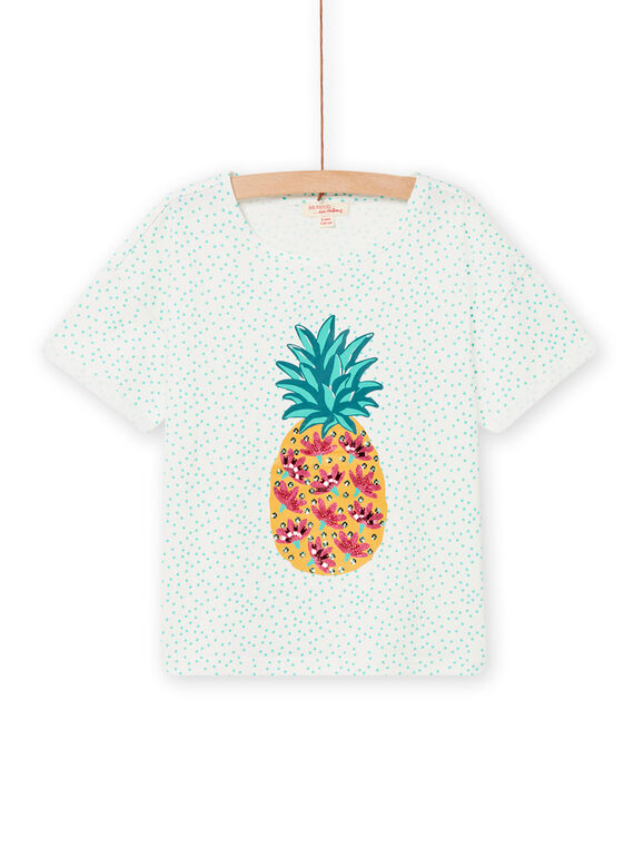 T-shirt a maniche corte ecrù e blu bambina NAWATI1 / 22S901V1TMC001