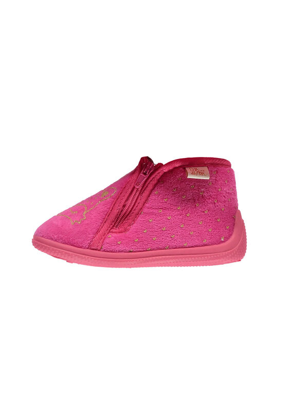 Babbucce velluto fucsia glitter neonata GBFBOTFOX / 19WK37Z2D0A304
