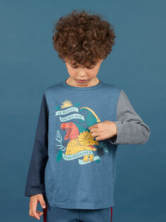 T-shirt maniche lunghe blu motivi dinosauri bambino MOPATEE2 / 21W902H2TML219