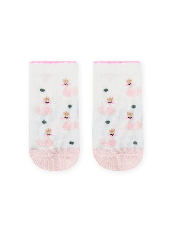 Calze ecrù e rosa con stampa cigno neonata MYIKASOQ / 21WI09I1SOQ001