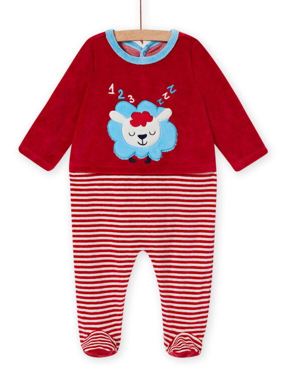 Tutina rossa in velluto con motivo montone neonato MEGAGREMOU / 21WH1493GREF526