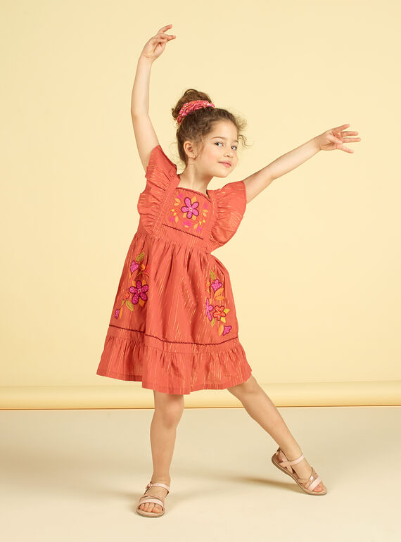 Abito a righe in Lurex® e ricami a fiori bambina LATEROB3 / 21S901V1ROBE415