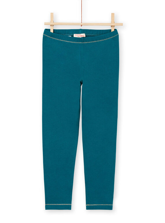 Leggings turchesi dettagli dorati bambina MYAJOLEG4 / 21WI0114CAL714