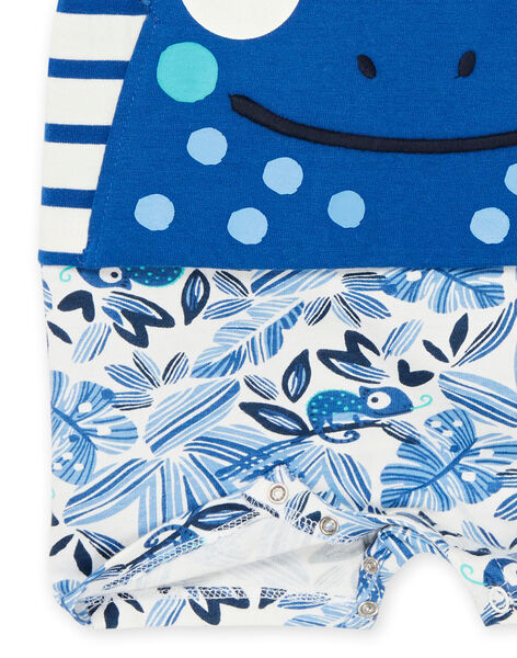 Tutina corta blu con stampa a righe e con motivo rana REGAGREBLUE / 23SH14H2GRE000