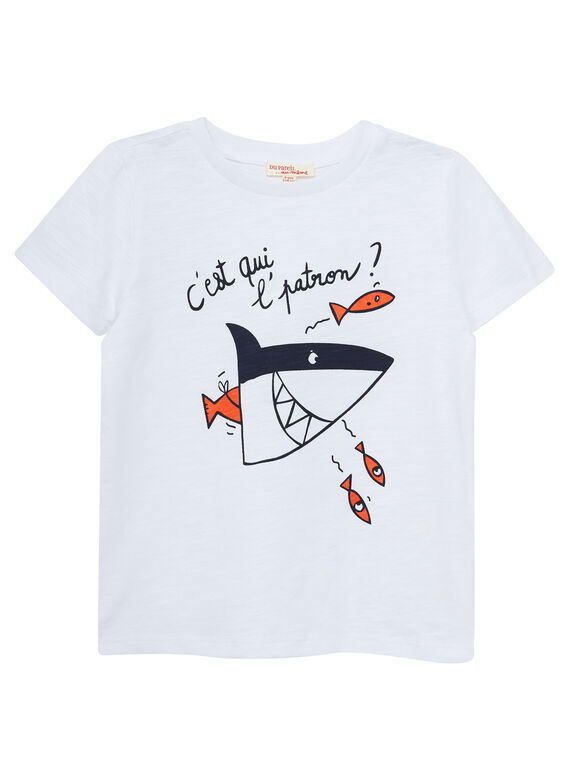 T-shirt bambino maniche corte bianca stampa squalo JOBOTI7 / 20S902H7TMC000