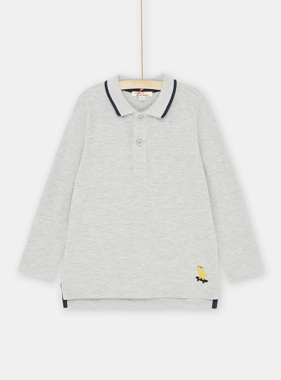 Polo grigio melange con ricamo dinosauro bambino SOJOPOL3 / 23W902B3POLJ922