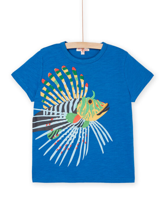 T-shirt blu con stampa pesce ROPOPTI2 / 23S902X1TMC208