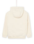 Felpa con cappuccio bianco crema con motivo dinosauro ROPURSWE2 / 23S902L1SWEA002
