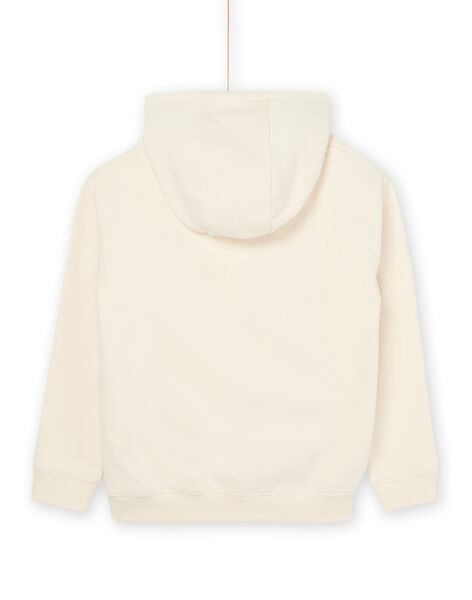 Felpa con cappuccio bianco crema con motivo dinosauro ROPURSWE2 / 23S902L1SWEA002
