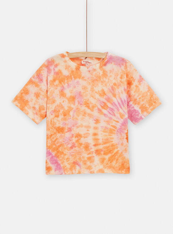 T-shirt arancione e rosa tie and dye bambina TAJOTI7 / 24S901C4TMC001
