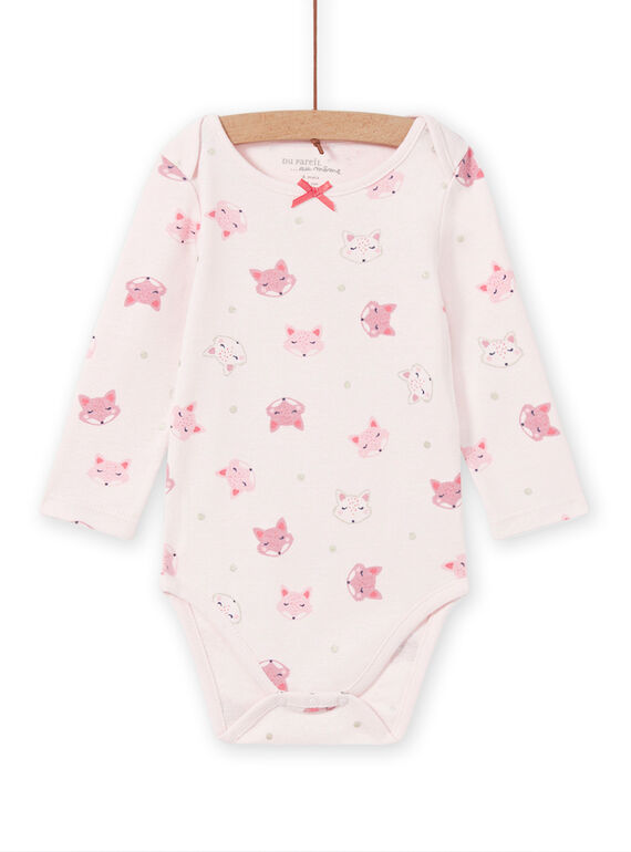 Body maniche lunghe rosa con stampa volpe neonata MEFIBODTET / 21WH13C1BDL632