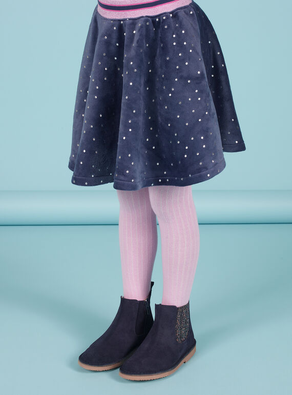 Gonna a campana blu a pois dorati in velluto bambina MAPLAJUP2 / 21W901O2JUPC202
