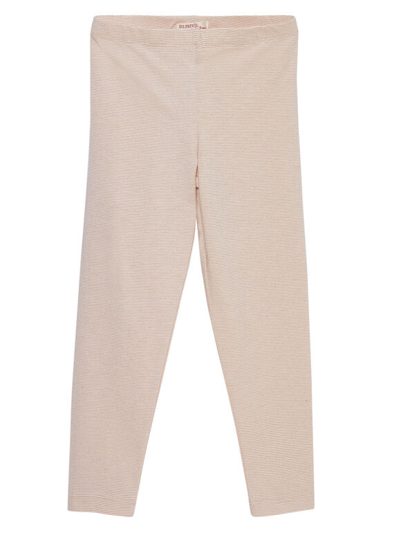 Leggings bambina rosa chiaro a righe lurex dorati JYAPOELEG1 / 20SI01G2CAL301