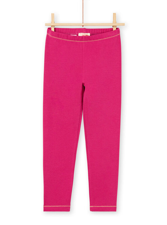 Leggings rosa scuro dettagli dorati bambina MYAJOLEG3 / 21WI0111CALD312