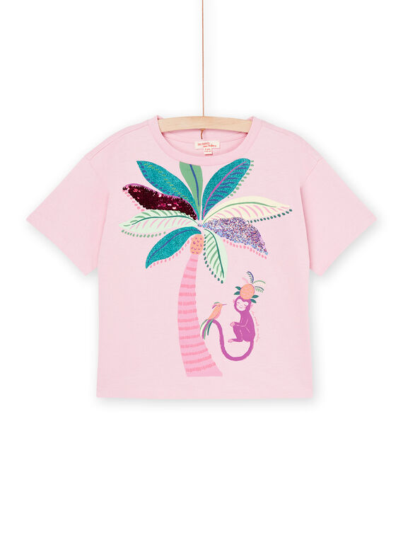 T-shirt rosa con stampa esotica RAEXOTI2 / 23S901V3TMCD315