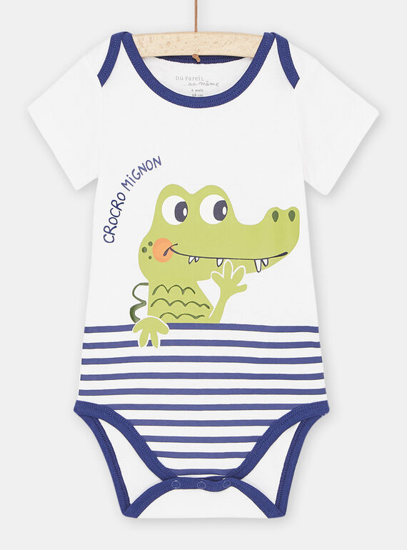Body bianco e navy con motivo coccodrillo neonato SEGABODCRO / 23WH1461BDL000