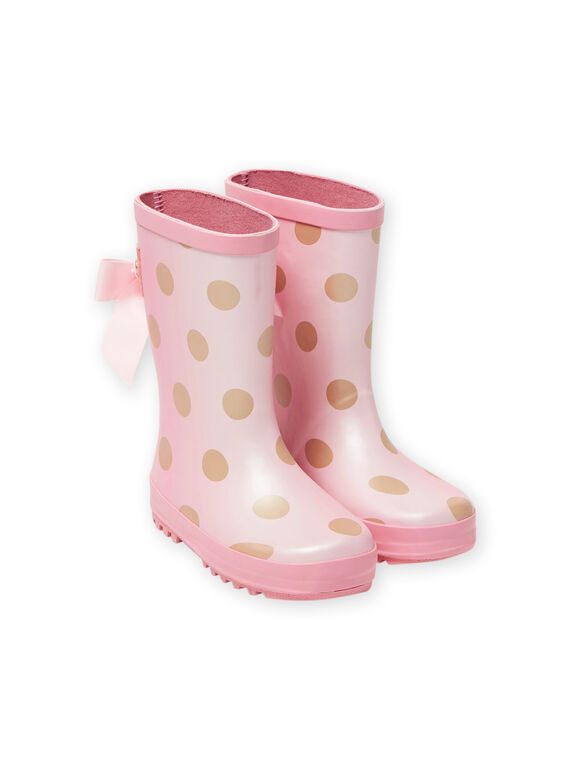 Stivali da pioggia rosa a pois dorati bambina MAPLUIPOIS / 21XK3514D0C321