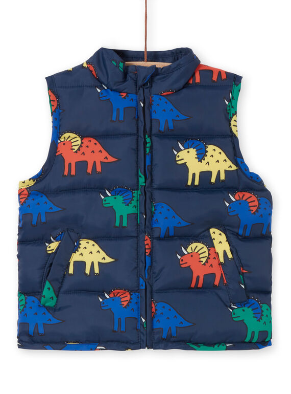 Piumino double face senza maniche blu e rosso stampa dinosauro LOGROIMP1EX / 21S902R6BLO705