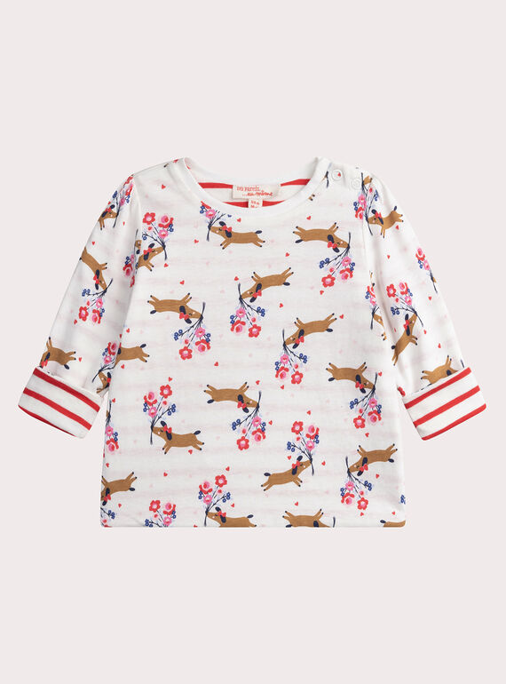 T-shirt double face écru per neonata WIKATEE / 25SG0931TMLA001