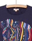 T-shirt navy con stampa zebra colorata bambina NALUTI2 / 22S901P1TMC070