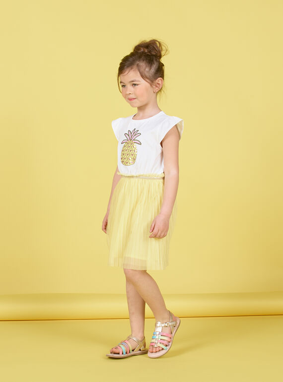 Abito bianco e giallo bambina LAJAUROB5 / 21S901O5ROB000