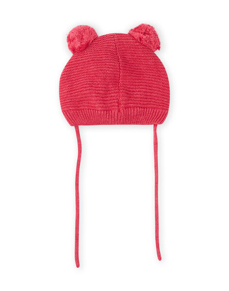 Berretto rosa vintage motivo gatto e pompon neonata MYIFUNBON / 21WI0966BOND332