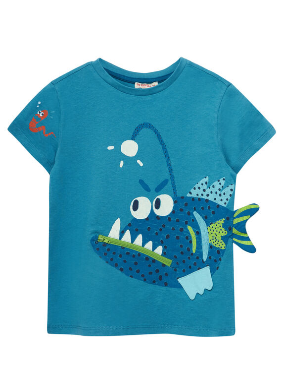 T-shirt blu maniche corte bambino pesce divertente JOBOTI5 / 20S902H4TMC215