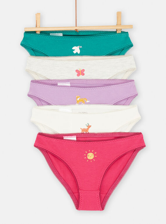 5 slip viola e bianchi con motivo fantasia SEFALOTSEM3 / 23WH1172D5LH708