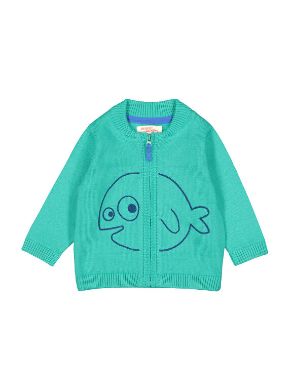 Cardigan con cerniera verde neonato FUJOGIL4 / 19SG1034GIL210