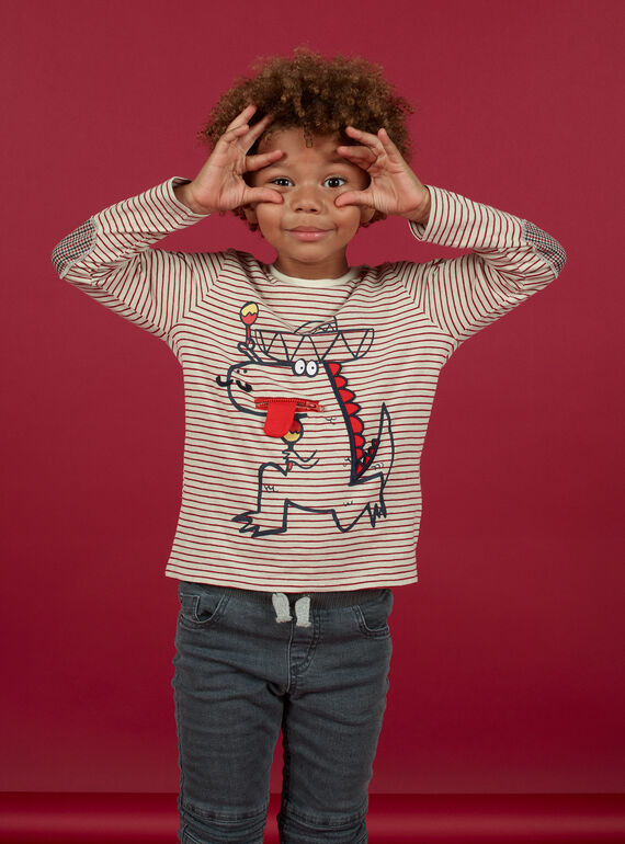 T-shirt maniche lunghe a righe bambino MOFUNTEE4 / 21W902M1TML810