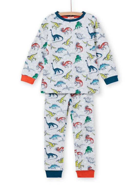 Set pigiama grigio melange fosforescente con stampa dinosauro bambino MEGOPYJAOP / 21WH1282PYJJ922