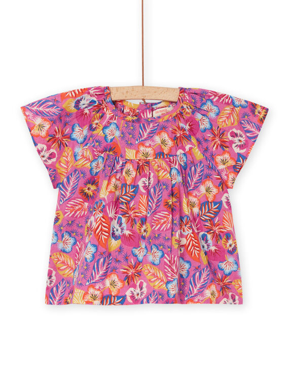 Camicia rosa petunia con stampa fiori RIJUNCHEM / 23SG09U1CHE310