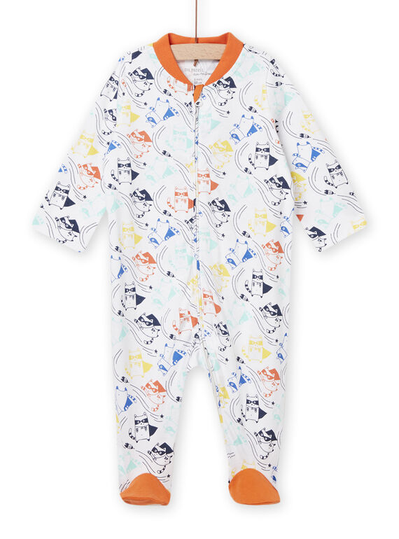 Tutina bianca con stampa orsetto lavatore neonato NEGAGRELAV / 22SH14G6GRE000